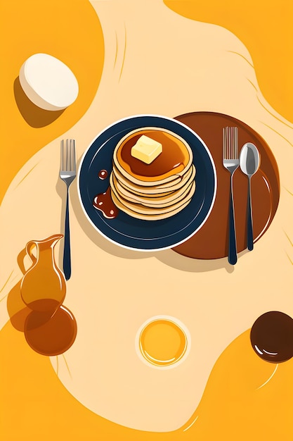 Photo pancakes on a plate with a fork and spoon