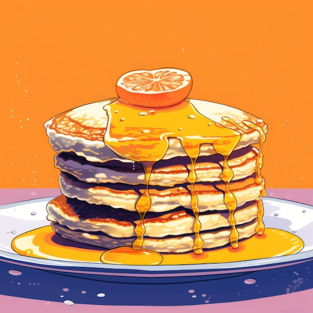 Photo pancakes in retro style generative ai