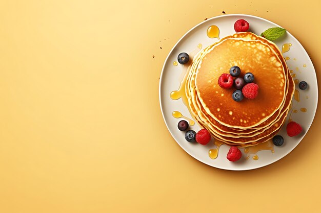 Pancakes top view isolated and copy space