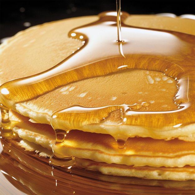 Pancakes topped with honey generated by AI