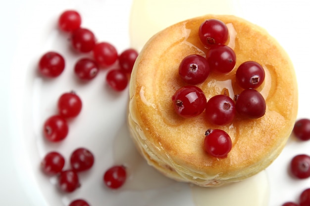 Pancakes with berries. Top view.