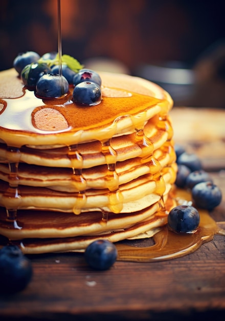 pancakes with blueberries pancakes and honey