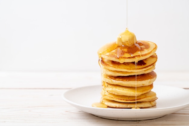 pancakes with butter and honey