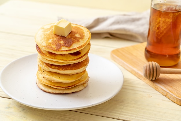 pancakes with butter and honey