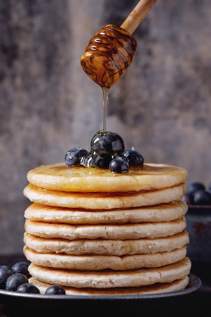 Pancakes with fresh blueberries