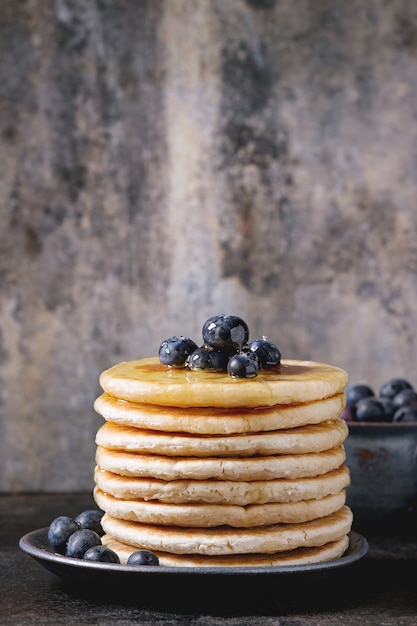 Pancakes with fresh blueberries