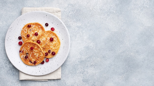 Pancakes with fresh cranberries