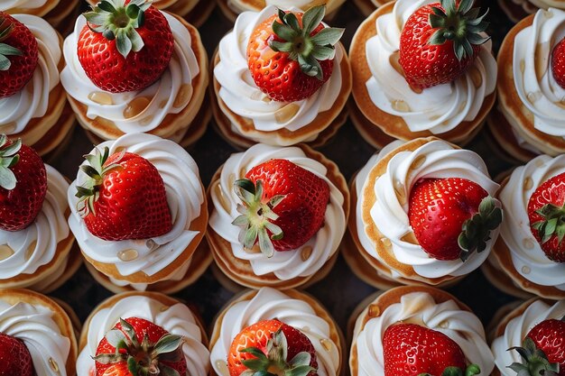 Pancakes with Glazed Strawberries and Italian Meringue pattern background