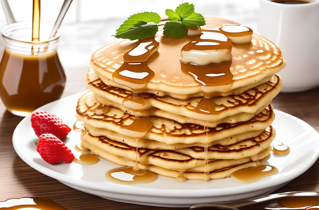 Pancakes with maple syrup Delicious Pancake Generative AI