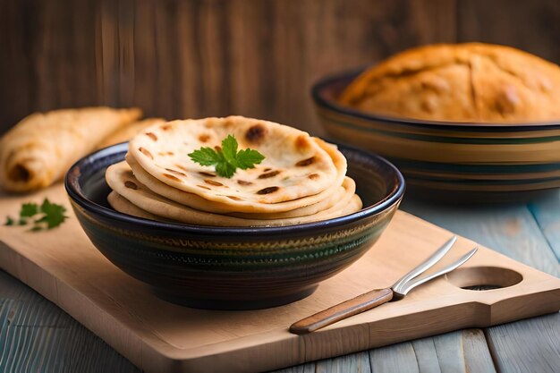 Photo pancakes with parsley on a plate on a wooden table