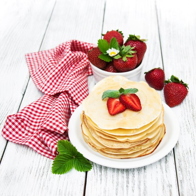 Pancakes with strawberries