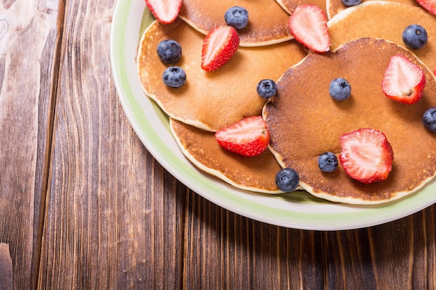 Pancakes with strawberry and blueberry Crepes declious dessert