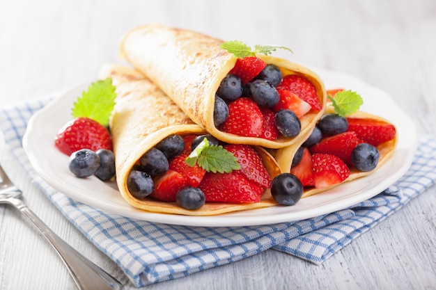 Pancakes with strawberry blueberry