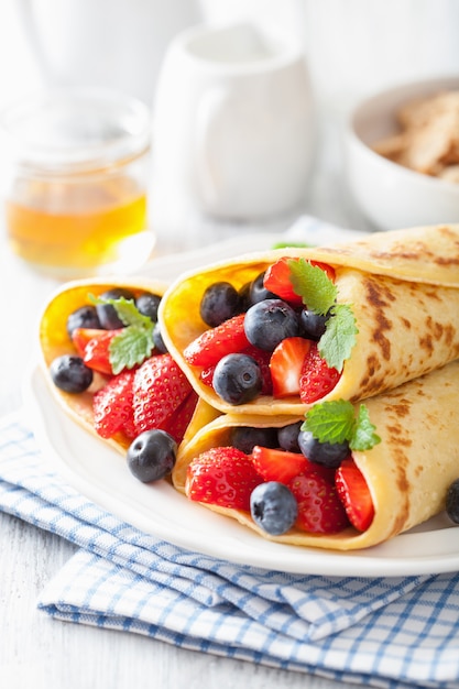 Pancakes with strawberry blueberry