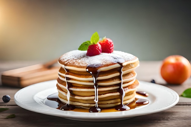 Pancakes with syrup and syrup on a plate