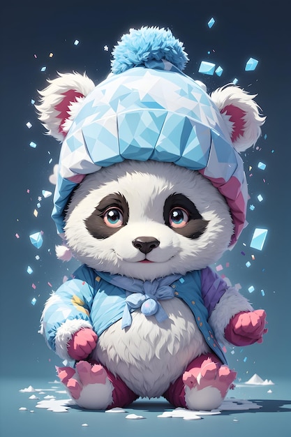 Фото Животные-панды в зимней одежде