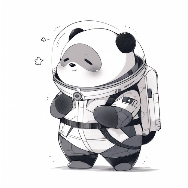 panda astronaut with a phone in his hand generative ai