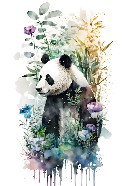 панда в бамбуковом лесу. сгенерированный ИИ