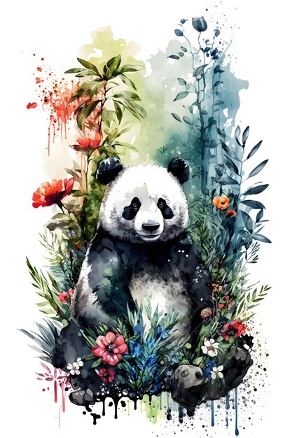 panda in bamboo forest. ai generated