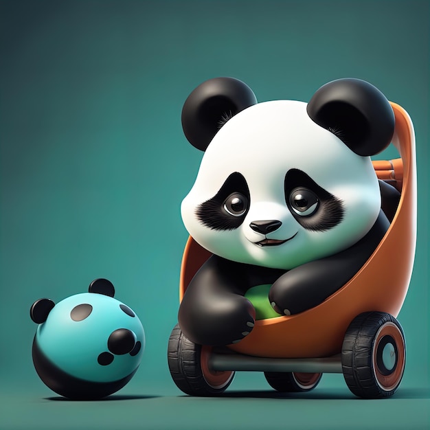 panda bear in a carpanda in the zoo