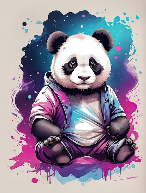 Panda bear on a colorful