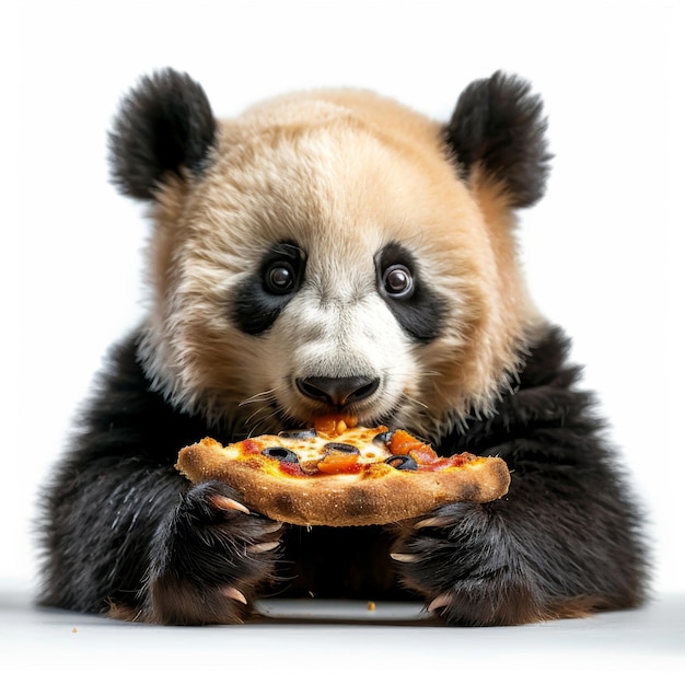 Panda Bear Eating Pizza