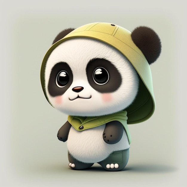 Panda bear in a green hoodie and a green jacket generative ai