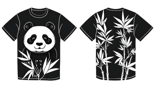 Photo a panda bear is sitting on a black shirt