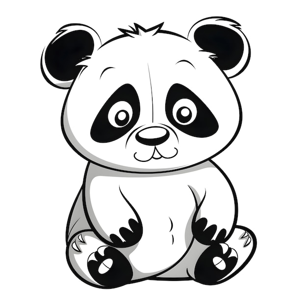 A panda bear is sitting on a white background.