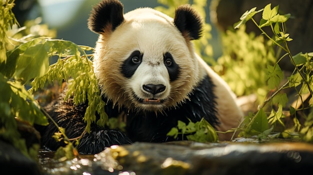 Panda bear majestic beauty in nature