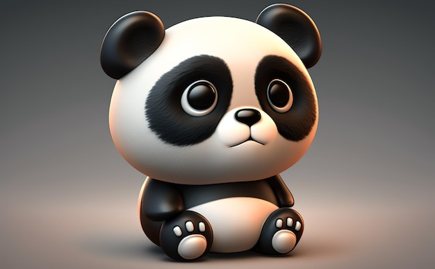 A panda bear sitting on aback ground