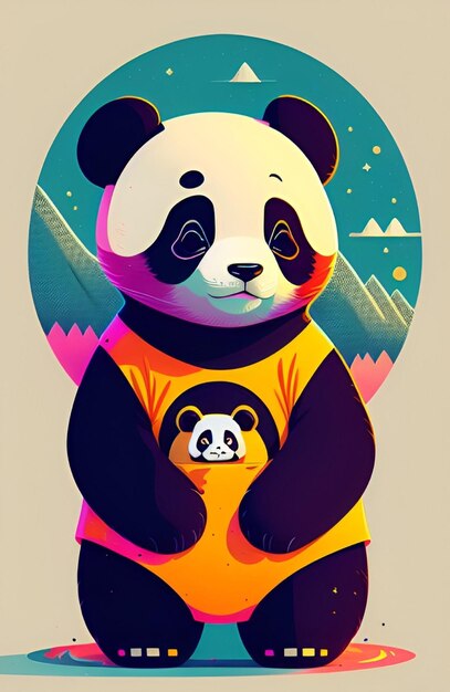 A panda bear wearing a shirt