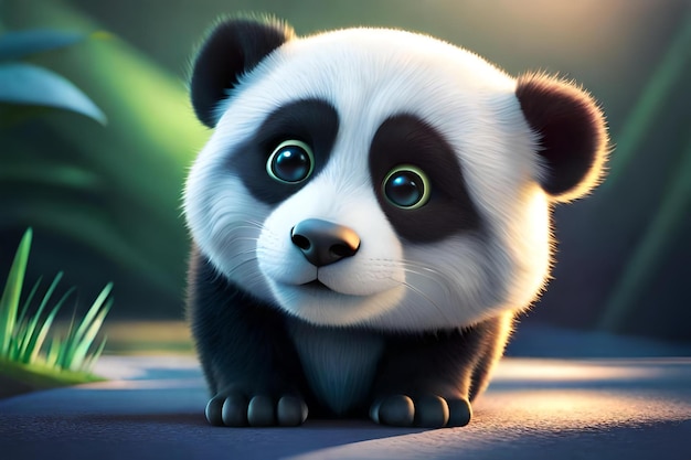 A panda bear with big eyes