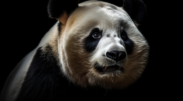 Panda on a black background created with Generative AI technology