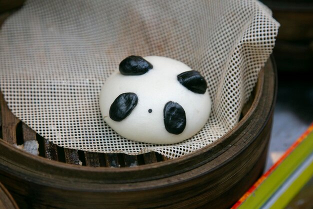 Panda Buns Fluffy steamed wheatflour buns filled with mushrooms and hoisin sauce