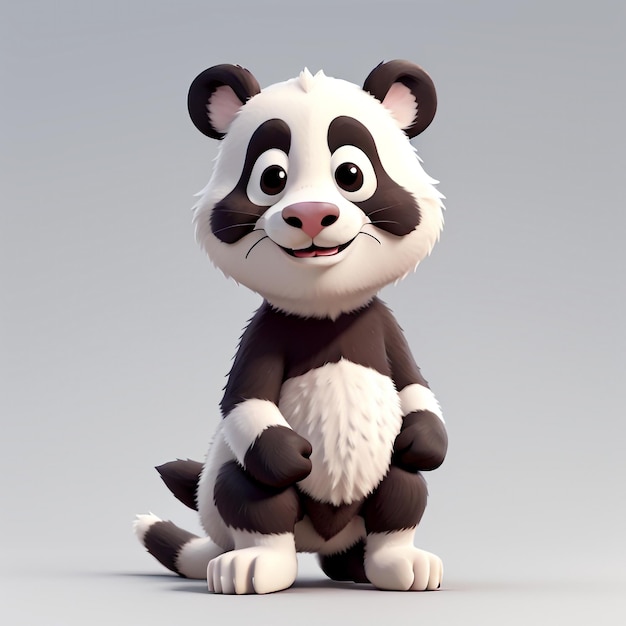 Панда мультяшный значок животного изображение милый комический стиль 3D иллюстрация животного