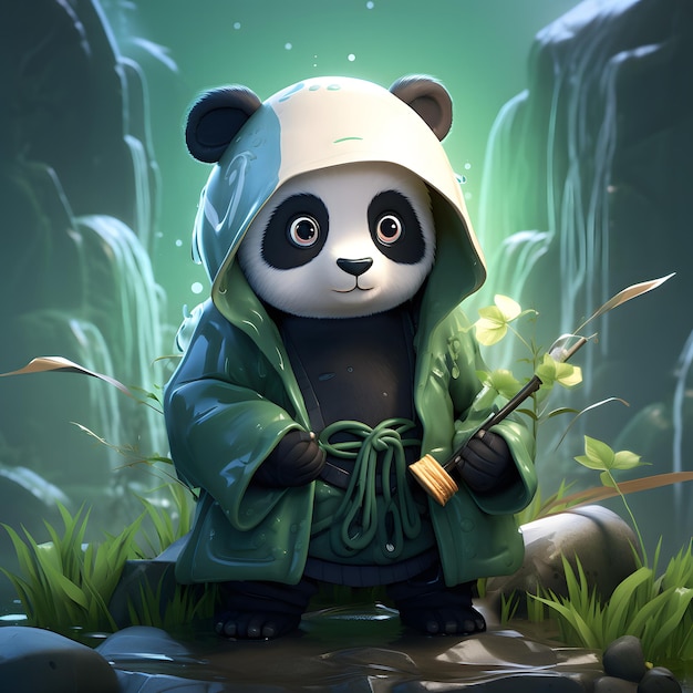 Panda cartoon anime style