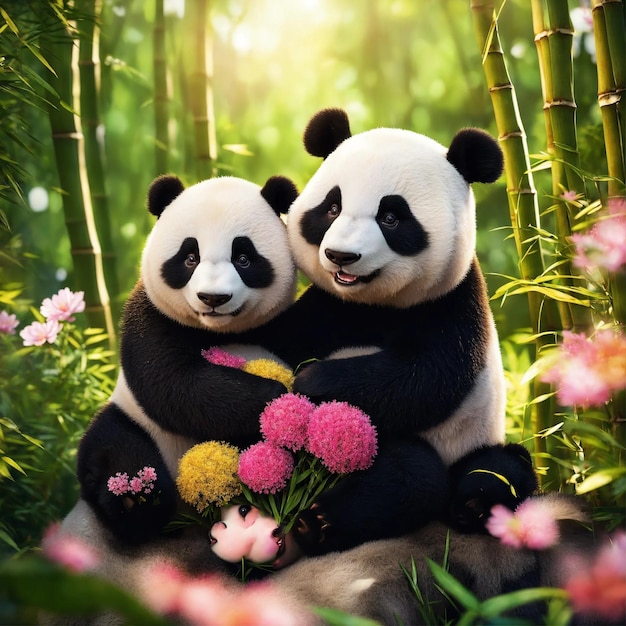 Foto illustrazione di cartoni animati di panda