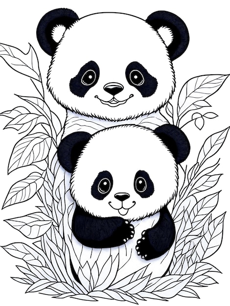 Panda coloring page for kids