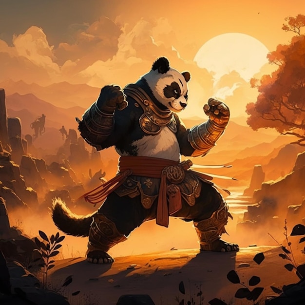 panda die kungfu-kunst beoefent