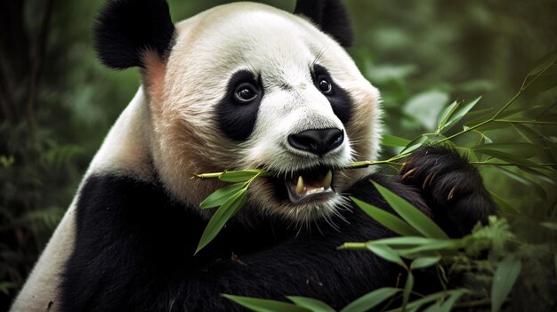 Foto panda eet bamboe