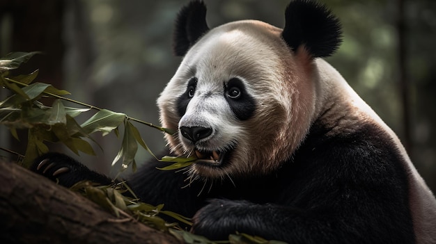 Foto panda eet bamboe