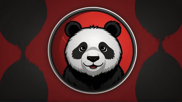 Photo a panda face is shown in a circle with a red background