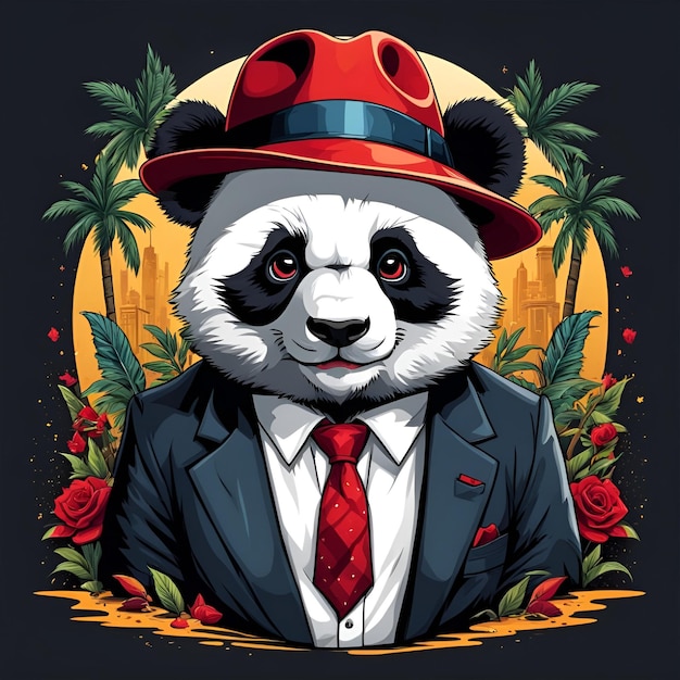 panda gangster mascot esport logo design