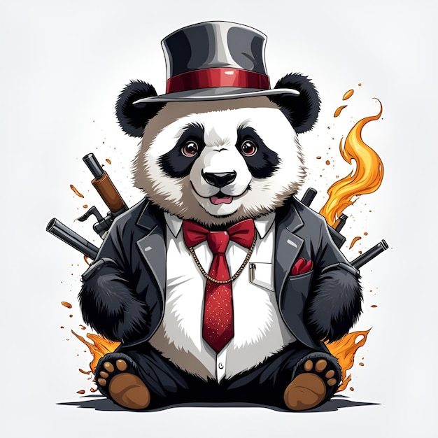 panda gangster mascot esport logo design