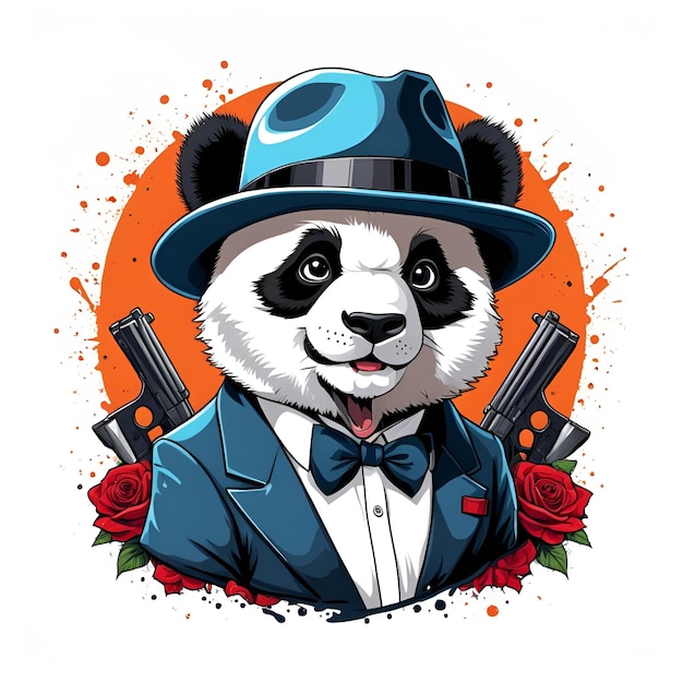 Foto panda gangster mascotte esport logo design