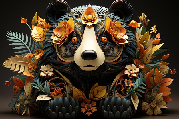 Panda gaudi geïnspireerde illustratie generatieve ai