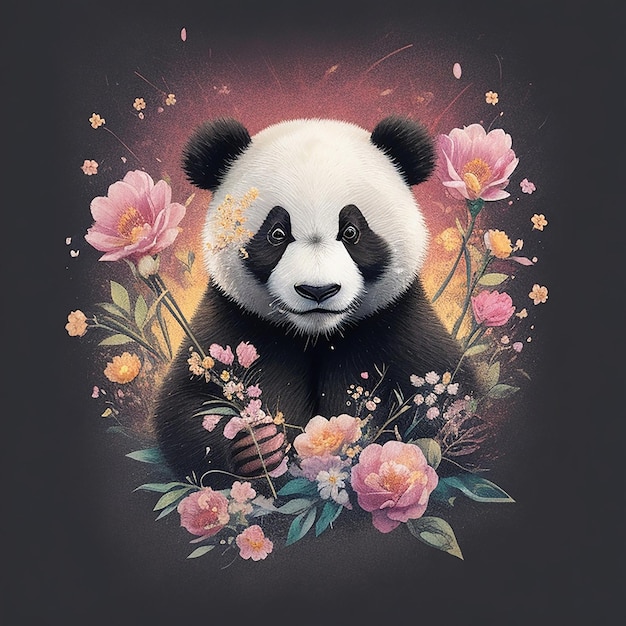 A panda illustration design for a tshirt or wallpaper ai generated