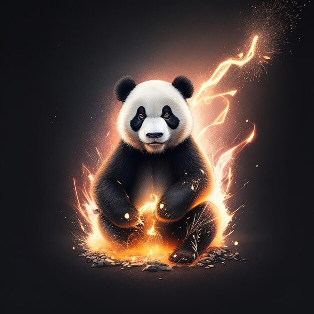 A panda illustration design for a tshirt or wallpaper ai generated