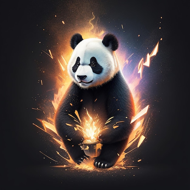 A panda illustration design for a tshirt or wallpaper ai generated